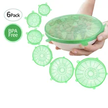 Дропшиппинг 6 шт./компл. силиконовые крышки прочный многоразовая Еда сохраняет свежее крышка к высоким температурам подходит и Формы контейнеров
