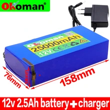 High Quality Super Rechargeable Portable 12v 25000mAh Lithium-ion Battery pack DC 12.6V 25Ah battery With US or EU Plug+charger