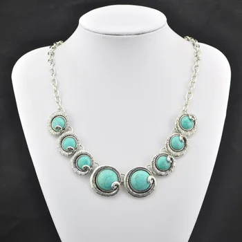 

2pc/SET---- Stone Necklace Pendant Jewlery Women,Vintage,Antique Silver ,Tibet Alloy, wholesaler