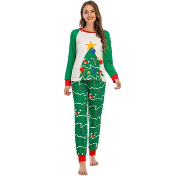 

Christmas Pajamas Women Christmas Trees Print Long-sleeve Trousers Autumn Winter Loose Homewear Sleepwear Women Two-piece Set