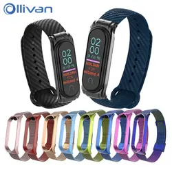 Ollivan Carbon Fiber mi Band 4 ремешок Модный Цветной ремешок на запястье металлический чехол для mi Band 4 Xiaomi mi ремешок 4 сменный Браслет