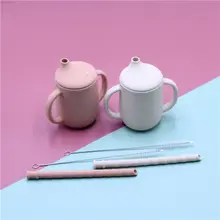 Taza de entrenamiento para bebé, vasos de silicona de grado alimenticio, Pajita para beber a prueba de fugas, vasos de alimentación, vajilla no tóxica, BPA FRE