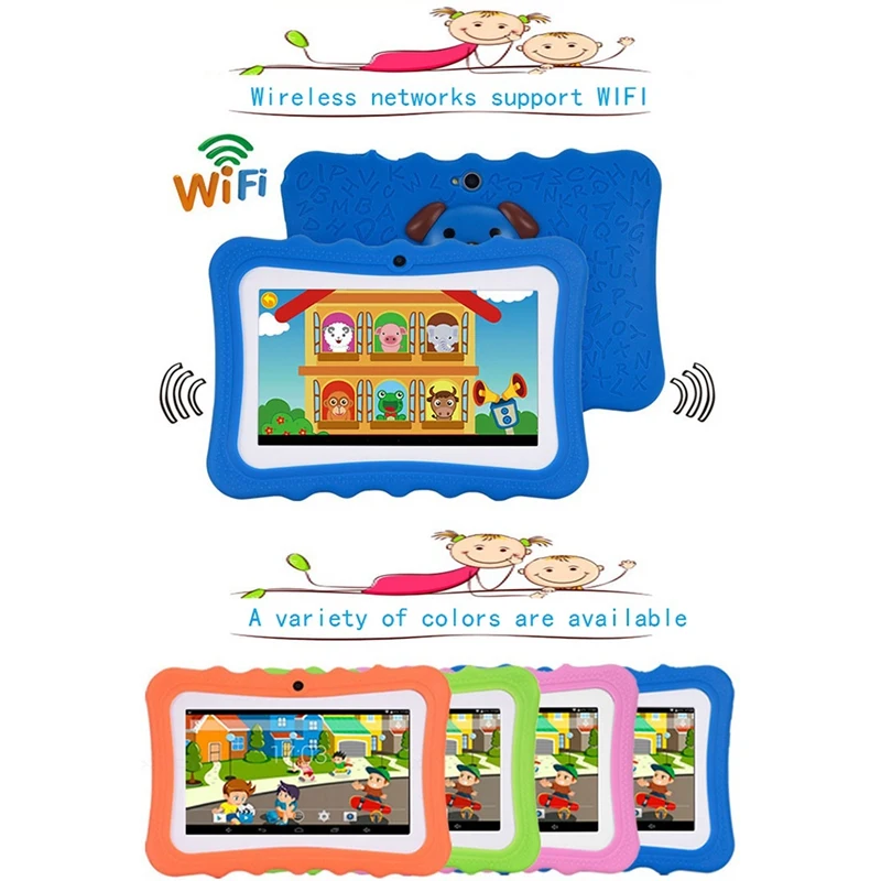 7 дюймов Детские Планшеты Android двойной Камера Wi-Fi игра для обучения, подарок для мальчиков и девочек,(вилка стандарта Великобритании