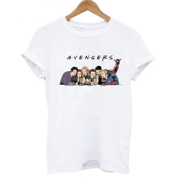 

LUSLOS 2019 Fashion New Women T Shirt Marvel Print Tshirt Friends T-shirt Funny T Shirts Women Streetwear Clothing Super Soft