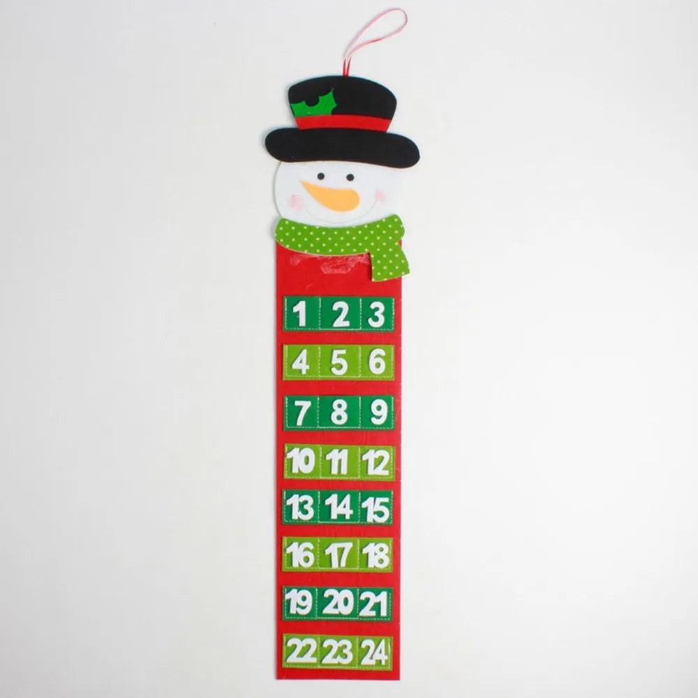 SNOWMAN 68X17.5CM Рождественская подвеска для календаря Рождество креативный нетканый Рождественский календарь обратного отсчета настенная дверь окно Рождественский Декор - Цвет: SNOWMAN 68X17.5CM
