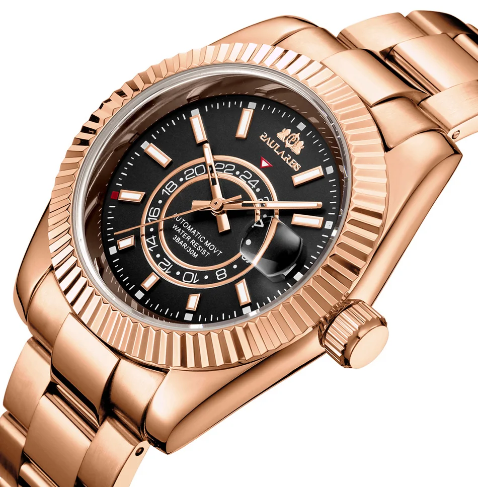 Cinturino meccanico automatico a carica automatica in acciaio inossidabile oro rosa argento blu data lusso cielo 40 mm da uomo_voghion.com