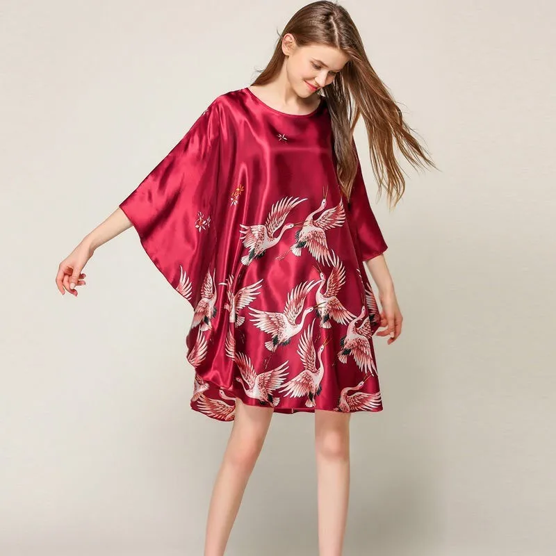 Women's Summer Lounge Robe Rayon Nightgown Large Loose Sleepwear Bathrobe Gown for women nightgowns,women nightdresses,sleeping dress