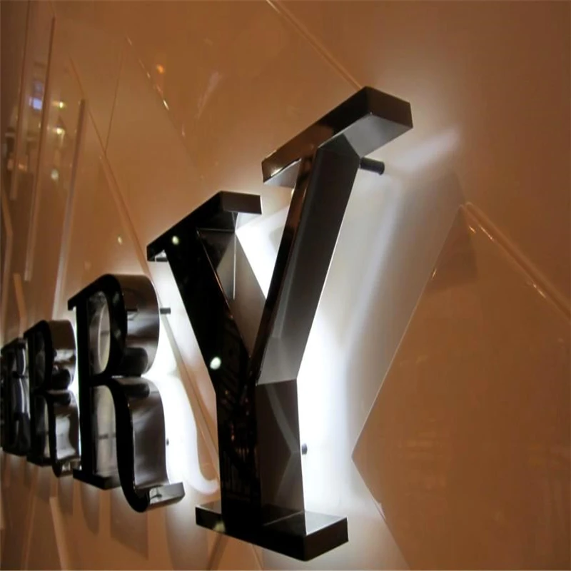 Custom made Stainless steel backlit led letter signs in store, backlit metal signages,illuminated commercial signs afbeelding