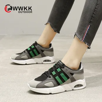 

WWKK Fashion Lace Up Women Running Shoes Lightweight Sneakers Outdoor Sports Shoes Comfort Air Cushion Running Gym Shoes Woman