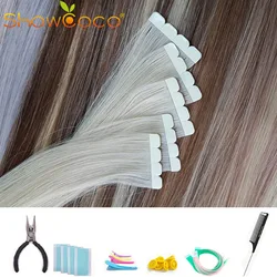 ShowCoco Invisible Tape Extensions Virgin Remy Tape In Human Hair Extension Protein 2-3 Years One Donor Cuticle Tape Ins