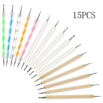 

Convenient 15PCS Mandala Pottery Painting Tool Embellishment Pen Ballpoint Pen Embossing Nail Distribution Pen Set Nail Tools