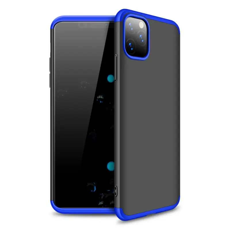 Blue and Black 360 градусов чехол для Apple iphone 11 Pro Max чехол 3 в 1 Жесткий PC защита матовый чехол для iphone 11 Pro Max чехол для телефона - Цвет: Blue and Black