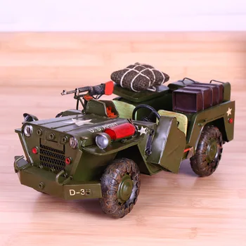 

26x12x9.5cm Iron Vintage Convertible Military Truck Car Vehicle Model Metal Diecast Metal Crafts Decoration Creative Gift Toys