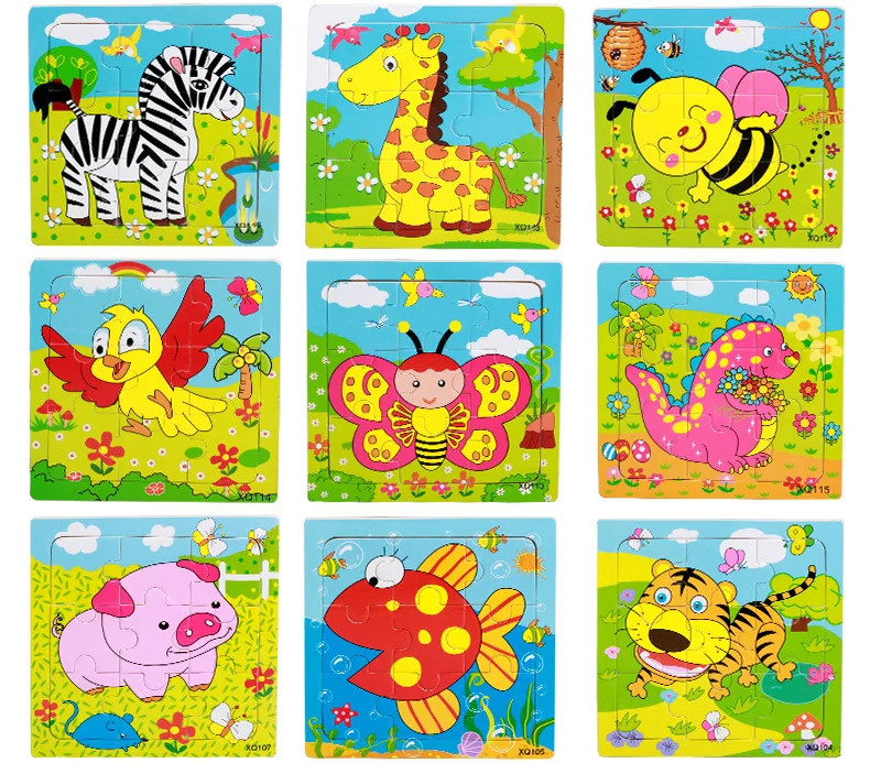 Развивающие Игрушки Животные головоломки Обучающие 9 частей головоломки Обучающие игрушки 9 шт маленькие головоломки
