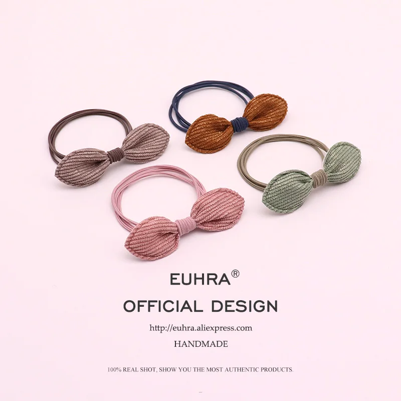 EUHRA/4 цветная ткань, бант-бант, Эластичный Бант для девочек, ручной работы, женские эластичные резинки для волос, Детские резинки, высокая эластичность