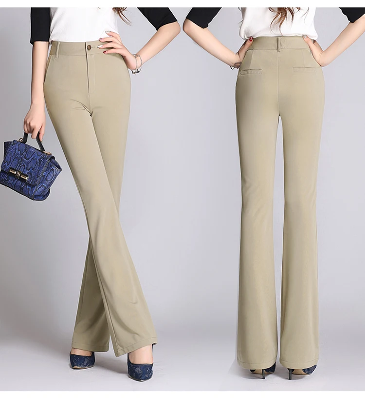 Flare Pants Women 2019 Autumn High Waist Elastic Slim Candy Color 26~35 Bodycon Long Ladies Trousers Workwear Pantalon Femme (9)