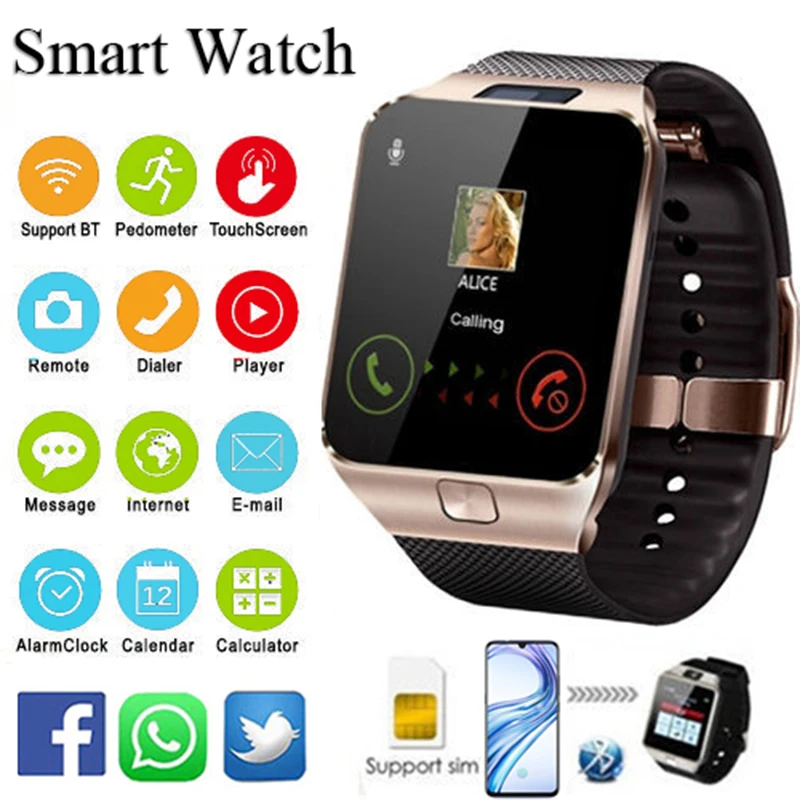

DZ09 Bluetooth Smart Watch 2020 2G SIM Men Call with Camera Touch Screen Wristwatch Android IOS Women Bluetooth Wrist Watches