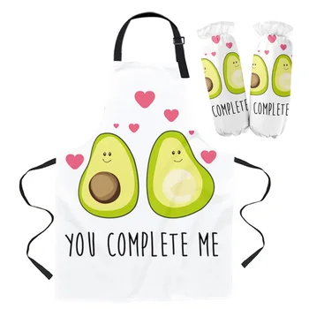 

Avocado Green Cute Cartoon Apron Oversleeve Oven Gloves Pads Cooking Baking Kitchen Aprons for Women Kids