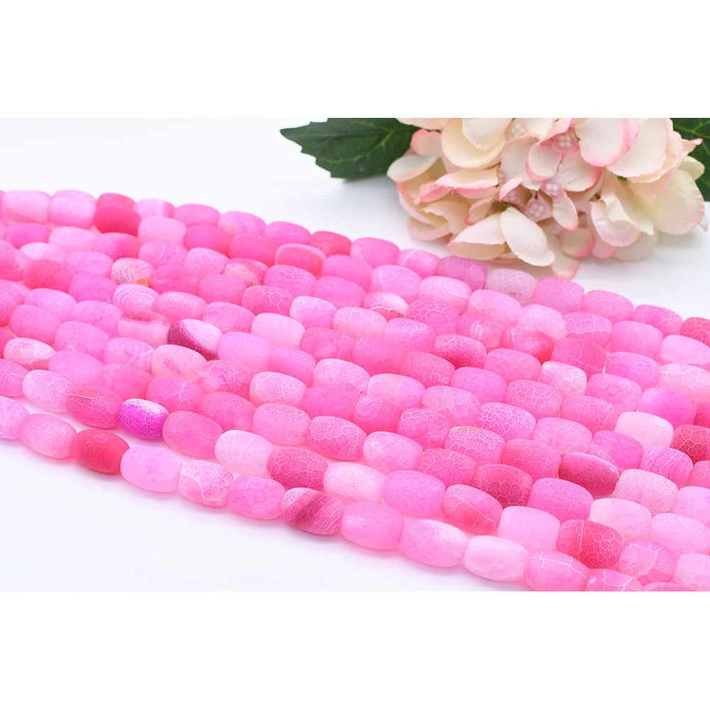 

16x12mm Natural frosted surface Pink Weathered agate Oval stone Beads For DIY necklace bracelet jewelry make 15 "free delivery