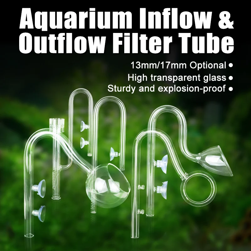 

Senzeal Aquarium Glass Lily Poppy Spin Pipe Filter Tube with Clip Inflow and Outflow Surface Skimmer Fish Tank Filter