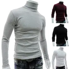 

Wholesales Men Fashion Solid Color Long Sleeve Turtleneck Sweater Slim Fit3 Knitted Pullover