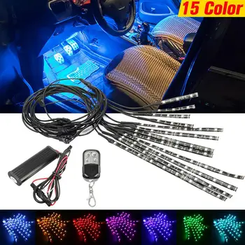 

1set Car RGB LED Strip Lights Car Interior Light Wireless Remote Multiple Modes Automotive Interior Decorative Lights Ambilight