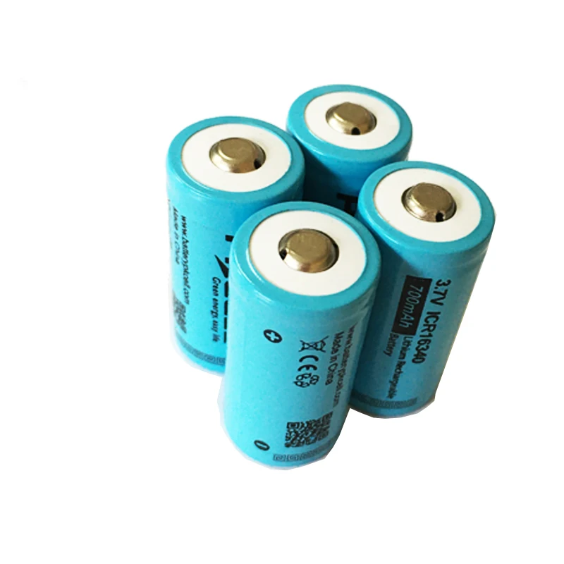 

4PCS PKCELL 16340 CR123A Battery 3.7v li-ion rechargeable batteries ICR16340 700mah battery For LED Flashlight