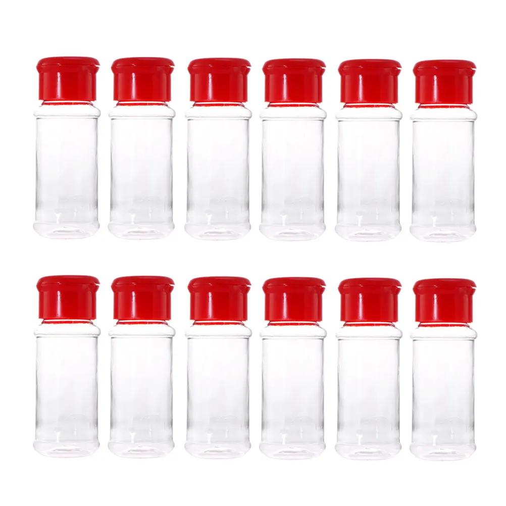 10/12/24pcs Plastic Spice Pot Seasoning Bottles Pepper Shakers Salt Jar Condiment Can Cruet For BBQ Kitchen Herb Spice Tools