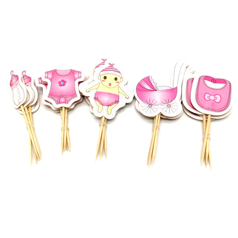 Baby Shower Decorate Birthday Party Kids Favors Baby Clothes Carriage Bottle Boy Girl Cupcake Cake Toppers cake topper cake toppers cake decorations birthday party supplies party decorations cupcake supplies 24pcs/lot