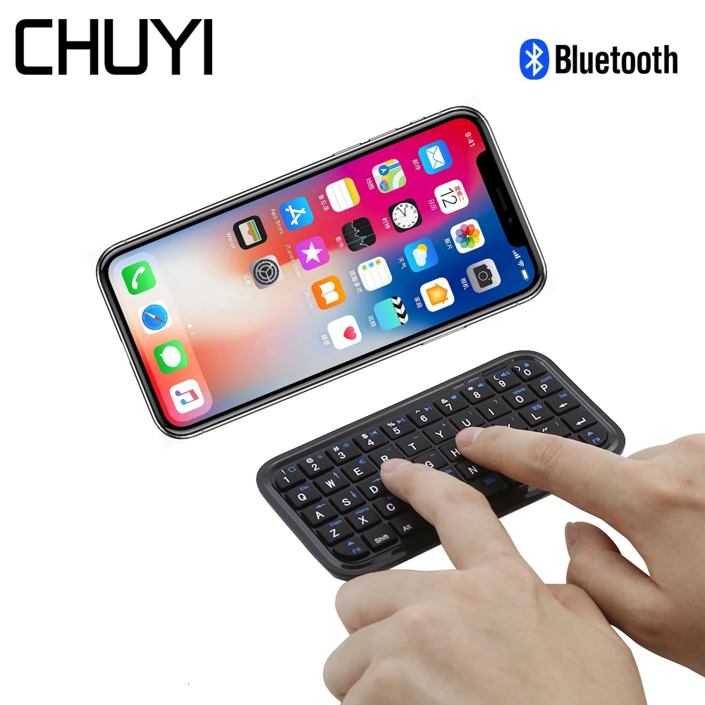 CHUYI портативная мини Bluetooth клавиатура беспроводная Тонкая черная компьютерная клавиатура для iPad iPhone Android, планшет, ноутбук PC