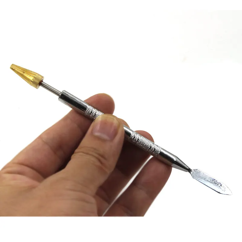 Ручка-аппликатор для склеивания масла с кожаным краем DIY, инструмент для быстрого нанесения краски, инструмент для изготовления кожаных изделий, двойная латунная головка