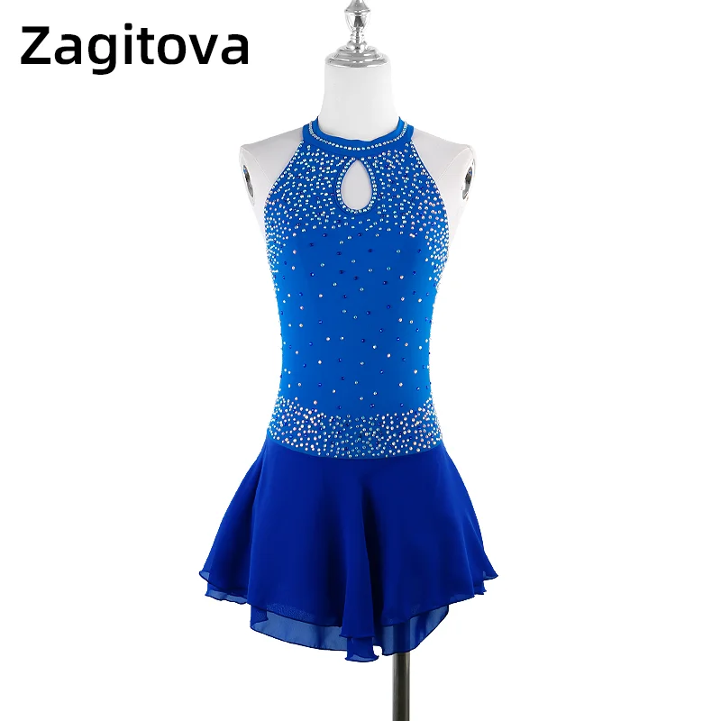 Custom Figure Skating Dress Sapphire For Women And Girls Ice Skating