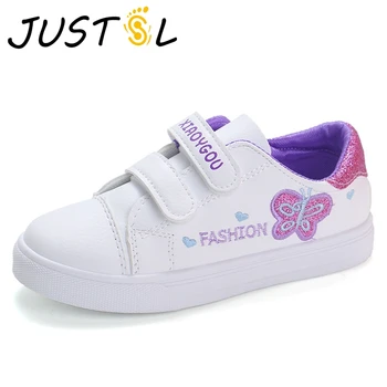 

JUSTSL Girls White Fashion Sneakers 2019 new Children Casual Sports Students Kids Autumn Flat Bottom Shoes Size 25-36