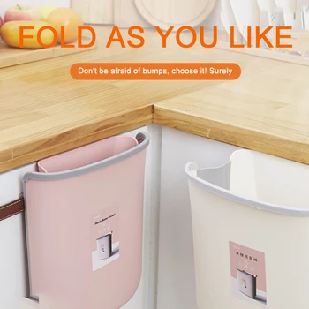 

8L Folding Waste Bins Kitchen Foldable Garbage Bins Car Trash Can Wall Mounted Trash Cans Bathroom Toilet Waste Storage Buckets