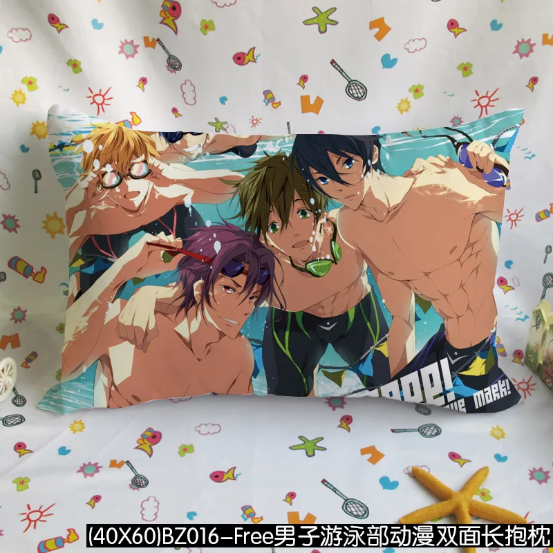 (40X60)BZ016-Free男子游泳部动漫双面长抱枕（配色丁枕芯）