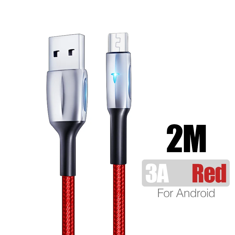 5А быстрая зарядка usb type C кабель для передачи данных для samsung S8 Xiaomi зарядное устройство 3A Быстрая зарядка для iPhone микро-кабели для iPhone 11 huawei - Цвет: 2M Red For Micro