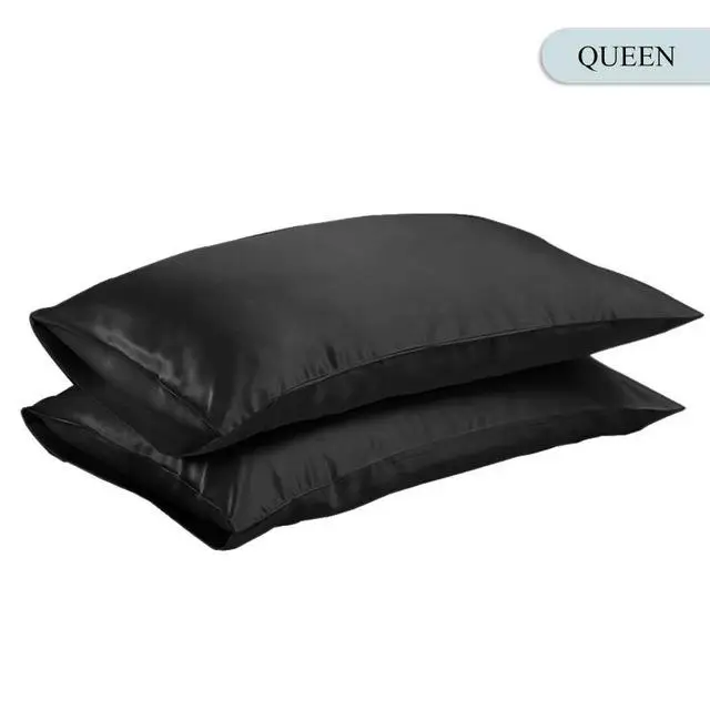 UK Queen Black 37 queen/KING Шелковый атласный чехол для подушки, постельные принадлежности, гладкий домашний чехол, белый, черный, серый, хаки, небесно-голубой, розовый, серебристый - Цвет: UK Queen Black