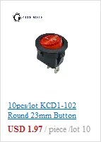 10 шт./партия KCD1 лампа 3 Pin 23 мм SPST 250 V 6A лодка переключатель круглый переключатель кнопки в на/OFF светодиодный кулисный переключатель с