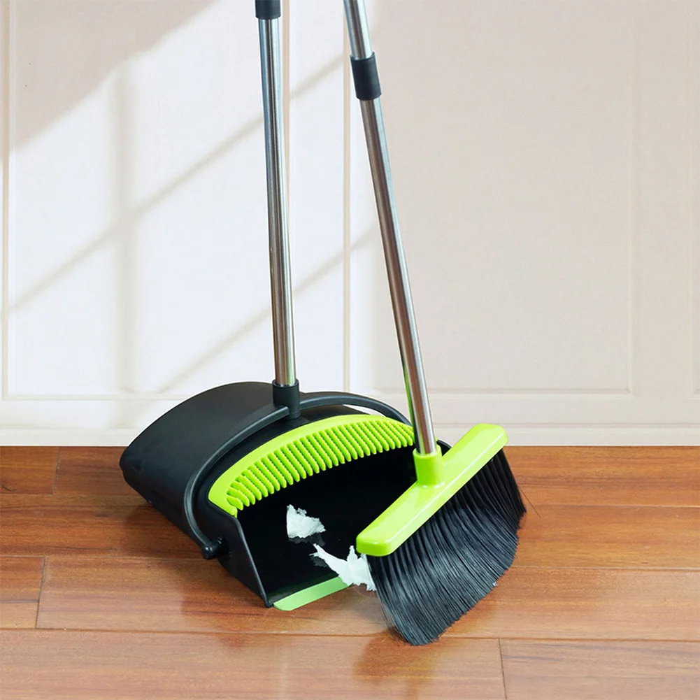 

Broom and Dustpan Combo Set Portable Long Handle & Teeth for Upright Sweep Kitchen Home Lobby Office House Clean Dustpan Set