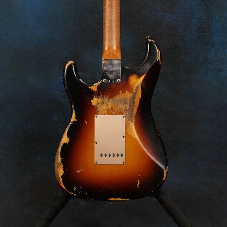 Стиль Высокое качество пикапы Sunburst Цвет 6 stings электрогитара, палисандр гриф гитара ra, Релики руками. Реальные фотографии