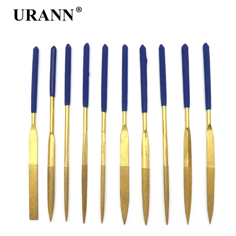 URANN 10 шт./лот мини пилки титановое Алмазное покрытие игла плоский набор пилок