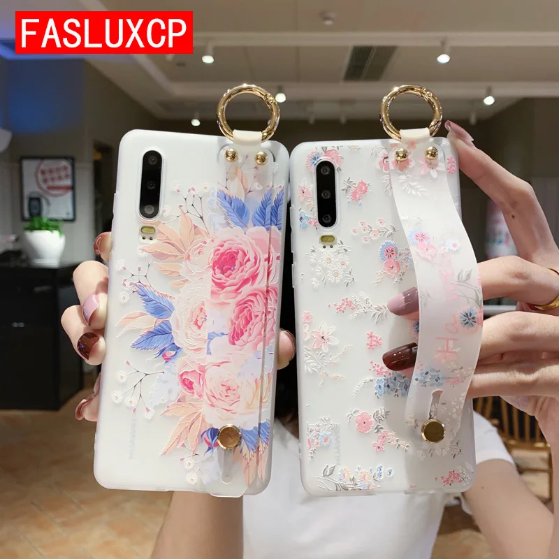 Рельефный 3D чехол с цветочным рисунком для Huawei P20 P30 P40 Pro Lite Чехол держатель Mate 30 20