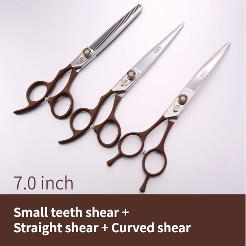 3pcs set 4 Fenice 7,0 дюймов левосторонняя стрижка для собак истончение резка Изогнутые Ножницы Набор стрижка ножницы набор для собак набор ножниц - Цвет: 3pcs set 4