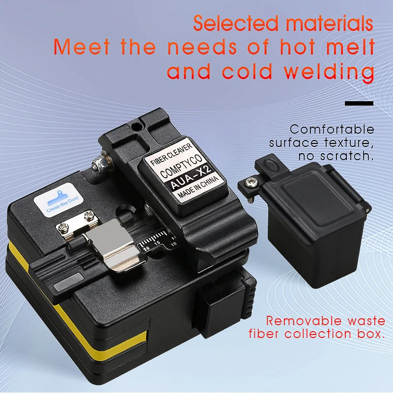 COMPTYCO AUA-X2 High Precision Fiber Cleaver With Waste Fiber Box,FTTH Cutting Tools Fiber Optic Cable Cutter 24 Surface Blade