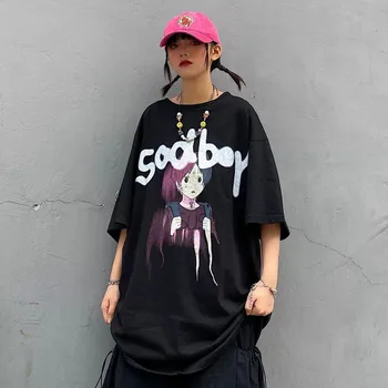 

NiceMix girls t shirt Graffiti cartoon printing short-sleeved t-shirt women high street oversize loose harajuku tops camiseta