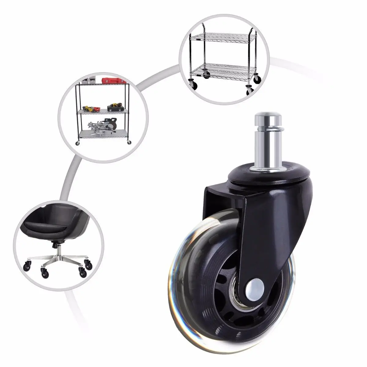 360 градусов 3 дюймов Универсальный колесики для офисного кресла Замена резины колеса на шарнирах для офисных стульев безопасный роликовая мебель