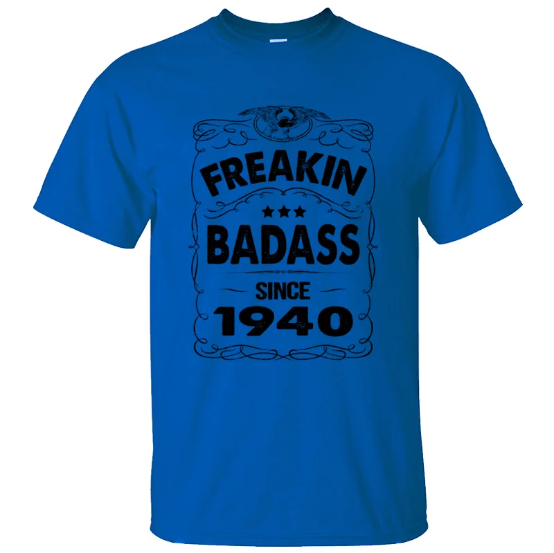 Men-Blue Модная комическая футболка freakin badass since 1940, тонкая мужская футболка Sunlight, потрясающая, против морщин - Цвет: Men-Blue