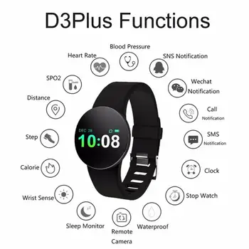 

D3P Color Screen Smart Bracelet USB Charging Pedometer Calorie Sports Smart Band Blood Oxygen Heart Rate Monitoring Smart Watch