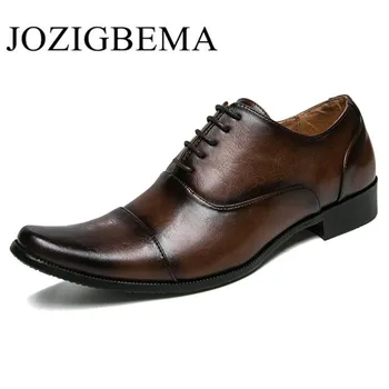 

Luxury Italian Leather Shoes Men New Fashion Lace-Up Brown Black Dress Wedding Business Formal Shoes Men Oxfords Shoes