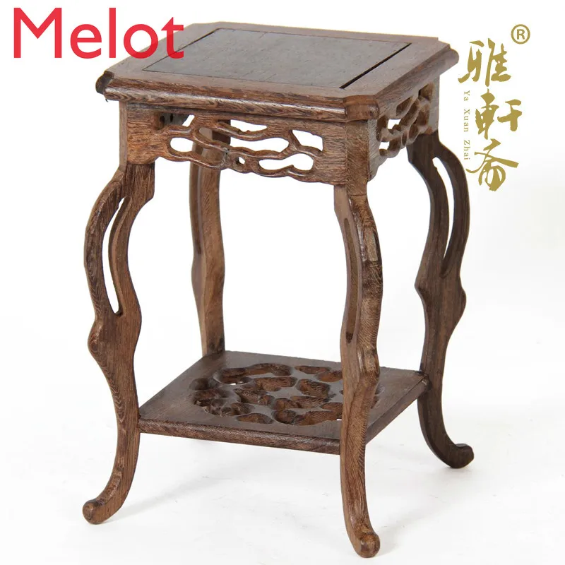 

Chinese-Style Chicken Wing Base Solid Wood Rare Stone Flowerpot Crafts Wooden Base Rosewood Stone Buddha Statue Teapot Vase